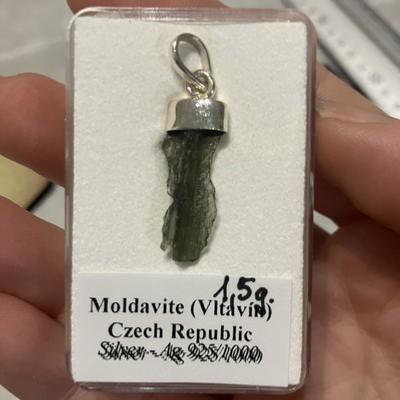 MOLDAVITE PENDENTIF ARGENT