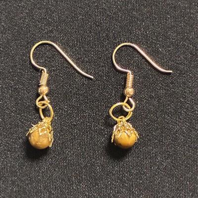 OEIL DU TIGRE  BOUCLES D OREILLE OR