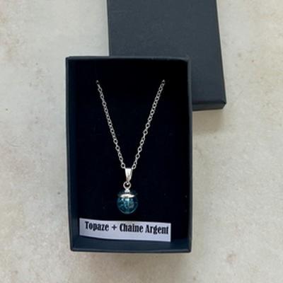 TOPAZE BLEUE PENDENTIF