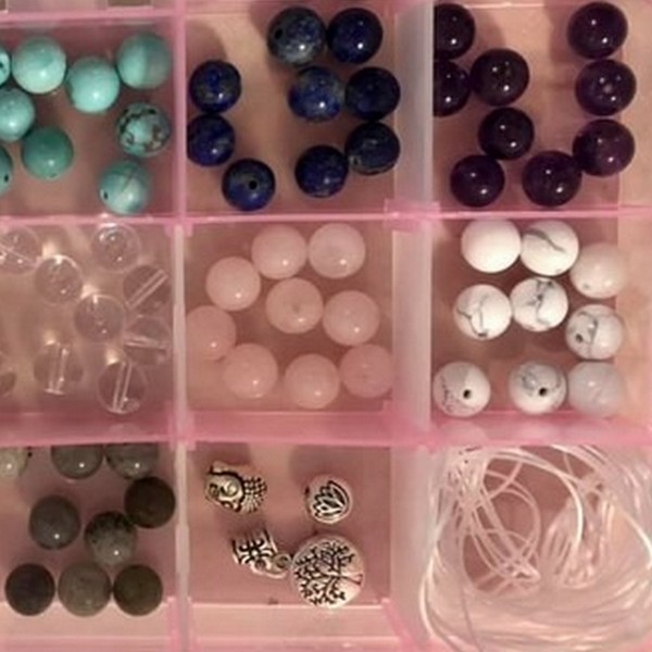 Perles naturelles Lithothérapie semi précieuses en Kits et Cabochons Fabrication de bijoux fil fils
