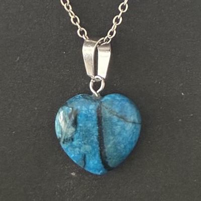 CHRYSOCOLLE PENDENTIF COEUR 2