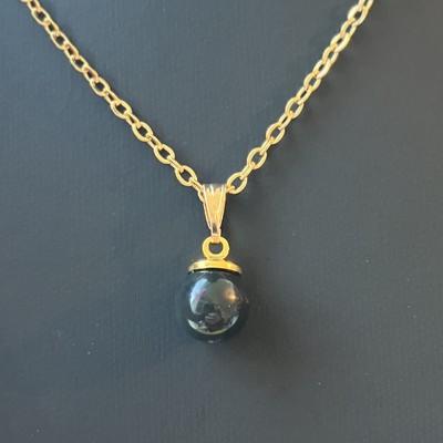 OBSIDIENNE OEIL CELESTE PENDENTIF OR