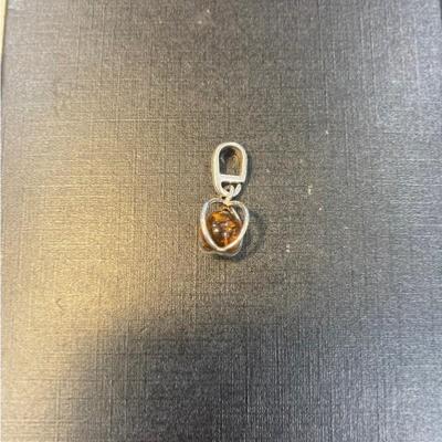 AMBRE ARGENT 925 PENDENTIF
