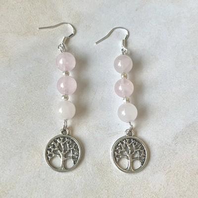 QUARTZ ROSE BOUCLES D OREILLE