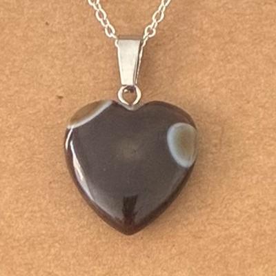 AGATE DE BOTSWANA PENDENTIF COEUR 2