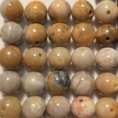 CORAIL AGATE FOSSILE PERLE