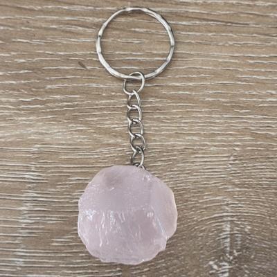 PORTE CLE QUARTZ ROSE