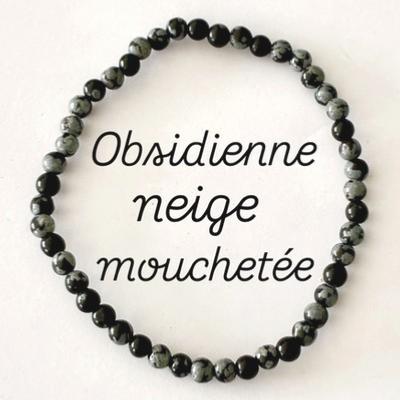 OBSIDIENNE NEIGE MOUCHETEE 4 MM