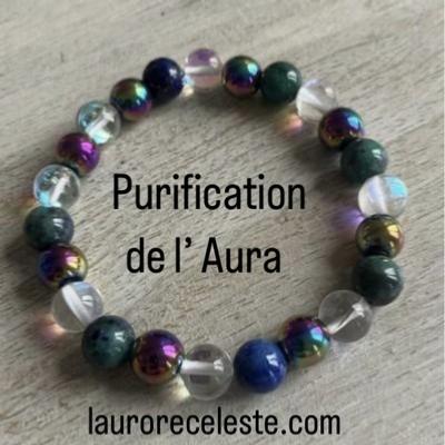 Nettoyer Purifier l Aura : 3 Pierres / Bracelet Lithothrapie - L' Aurore Cleste