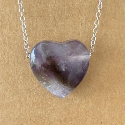 AMETHYSTE PENDENTIF COEUR PERCE