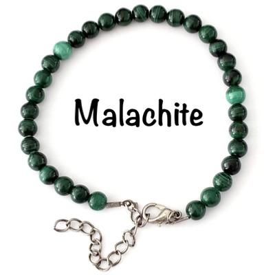 MALACHITE BRACELET 6MM REGLABLE