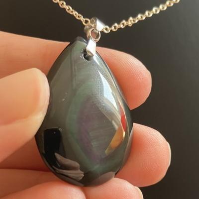 OBSIDIENNE OEIL CELESTE PENDENTIF 