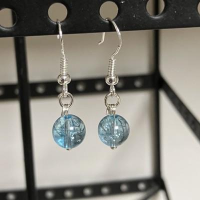 TOPAZE BLEUE BOUCLES D OREILLE