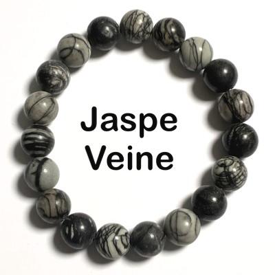 JASPE NOIR VEINE ARAIGNEE 10 MM