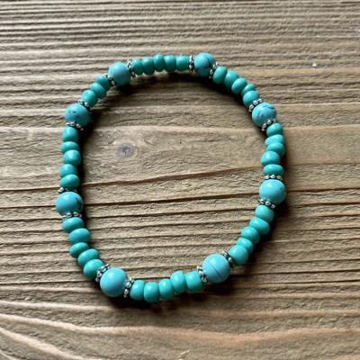 Bracelets En Coquillage Bohème Turquoise - Lot De 2, Réglables, Pierre Naturelle